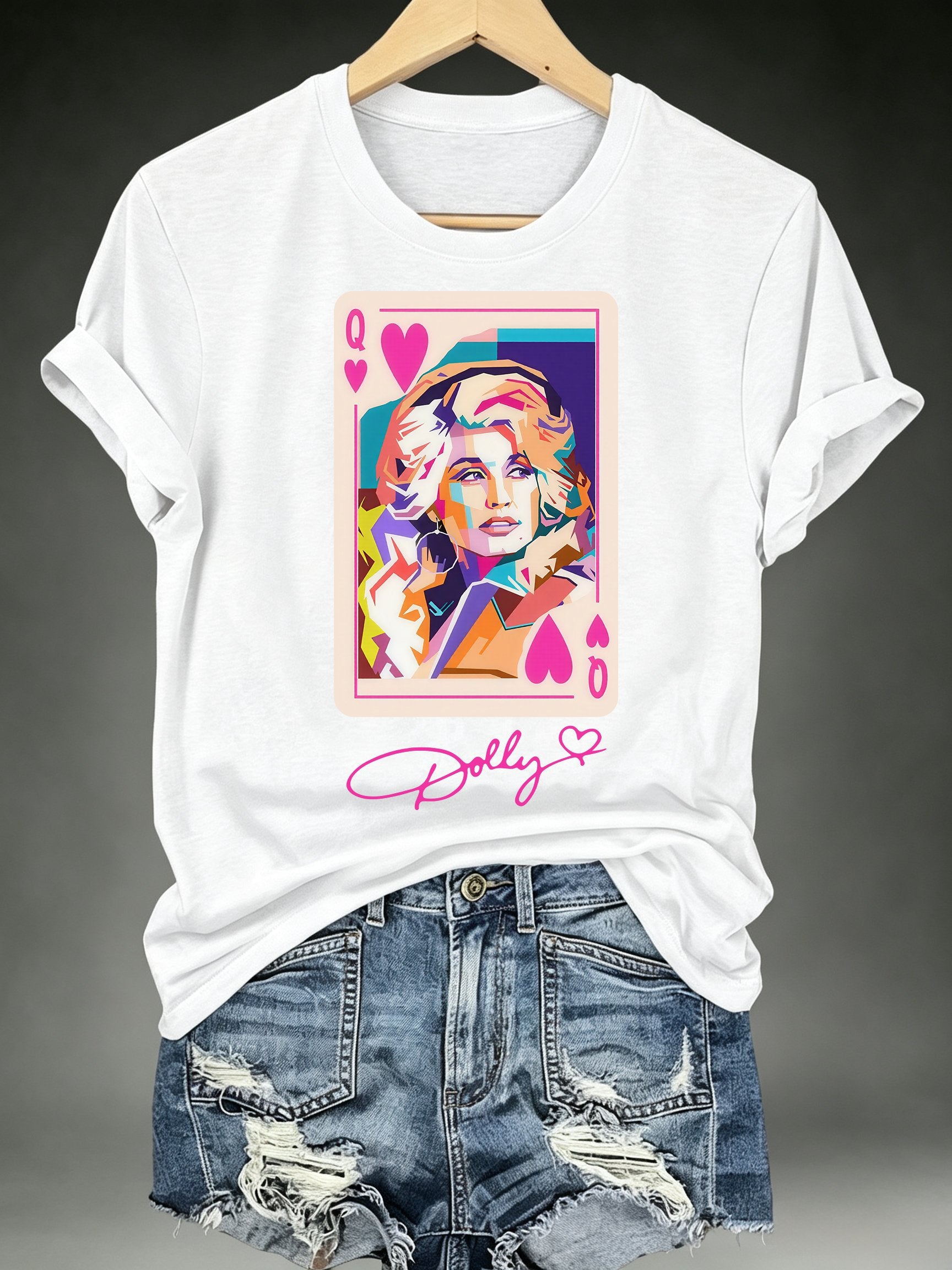 Women's Queen of Hearts Shirt Country Music Graphic Print T-Shirt