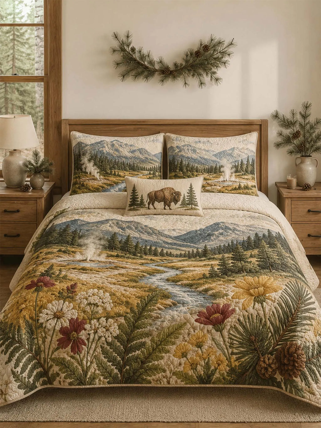 Yellowstone Wilderness Quilted 3-Piece Bedding Set