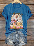 V-Neck Retro Dolly Queen Of Country Print T-Shirt