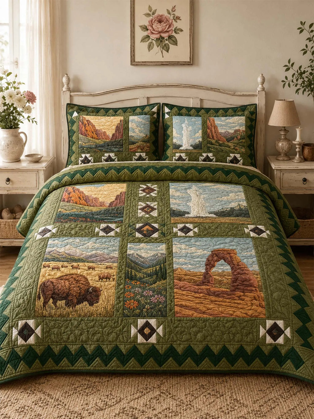 Rocky Mountain Wilderness Quilted 3-Piece Bedding Set