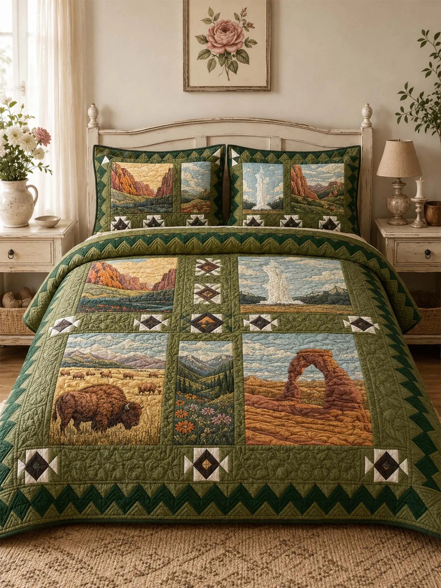 Rocky Mountain Wilderness Quilted 3-Piece Bedding Set