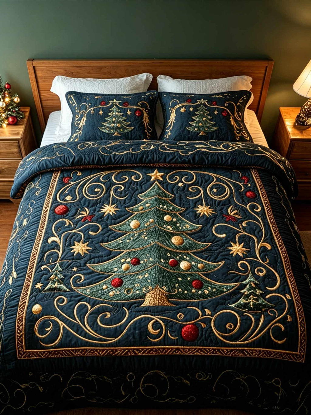 Winter Wonderland PinesQuilted Bedding Set