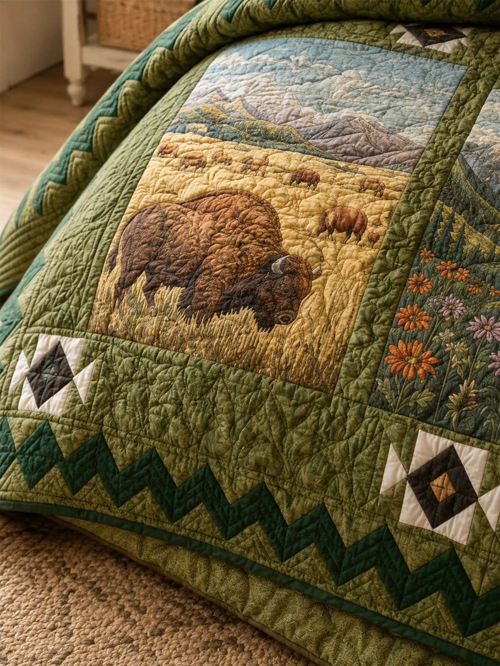 Rocky Mountain Wilderness Quilted 3-Piece Bedding Set
