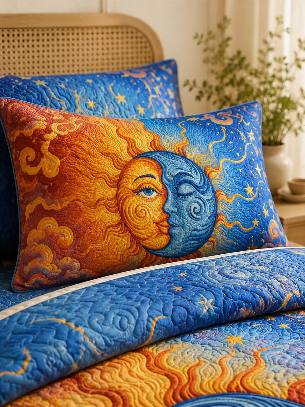 Sun Moon Celestial Dream Quilted 3-Piece Bedding Set