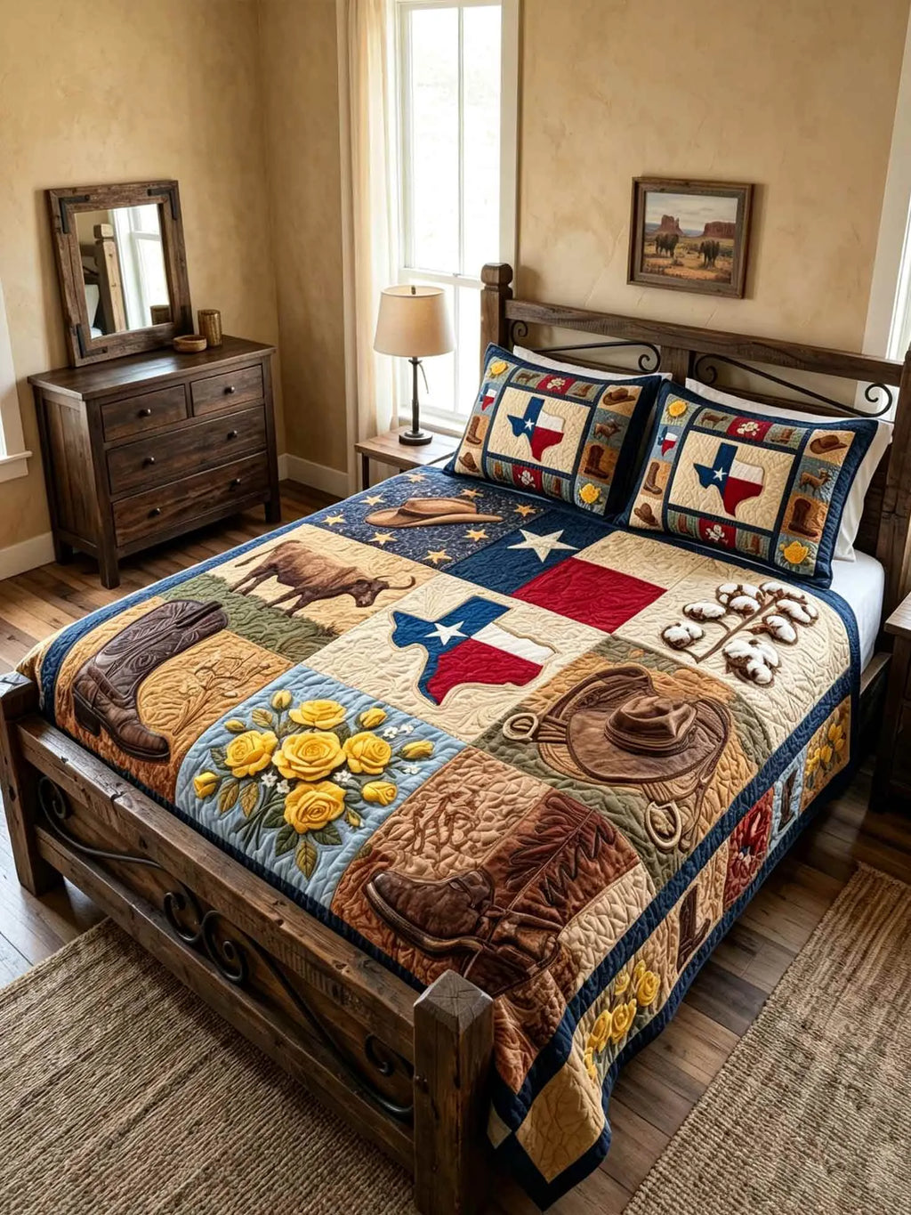 Texas classic 3-piece quilted bedding set