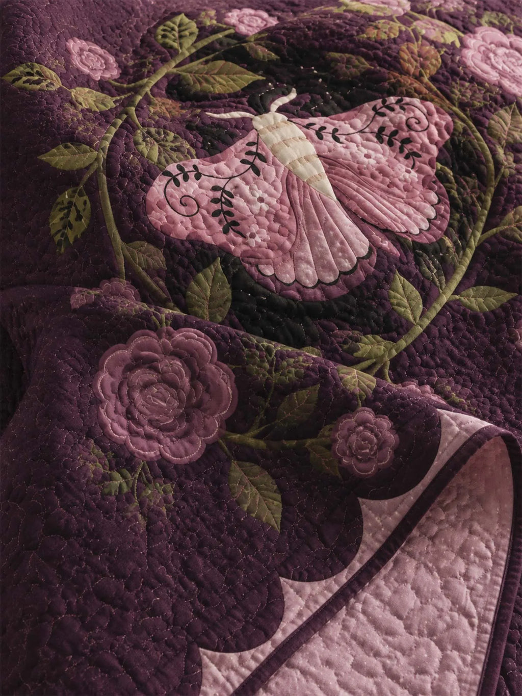 Pink Moth Gothic Garden Quilted 3-Piece Bedding Set