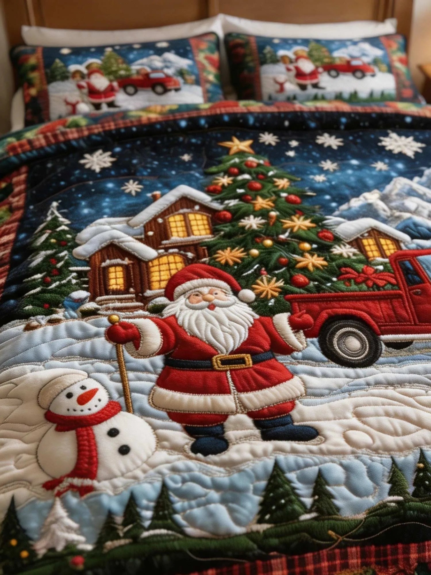 Santa Journey 3‐Piece Quilted Bedding Set