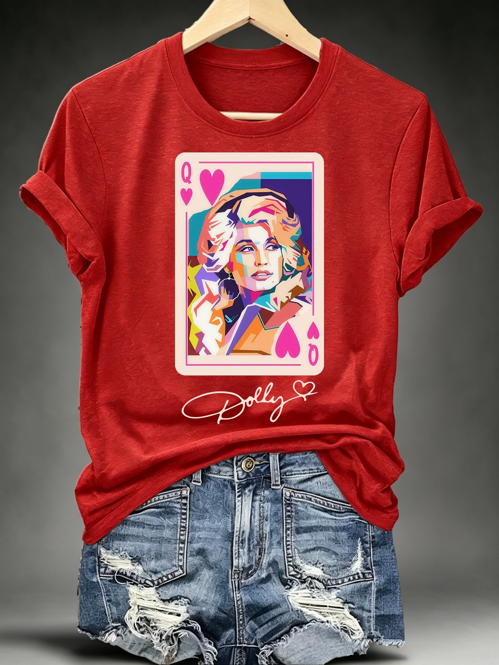 Women's Queen of Hearts Shirt Country Music Graphic Print T-Shirt