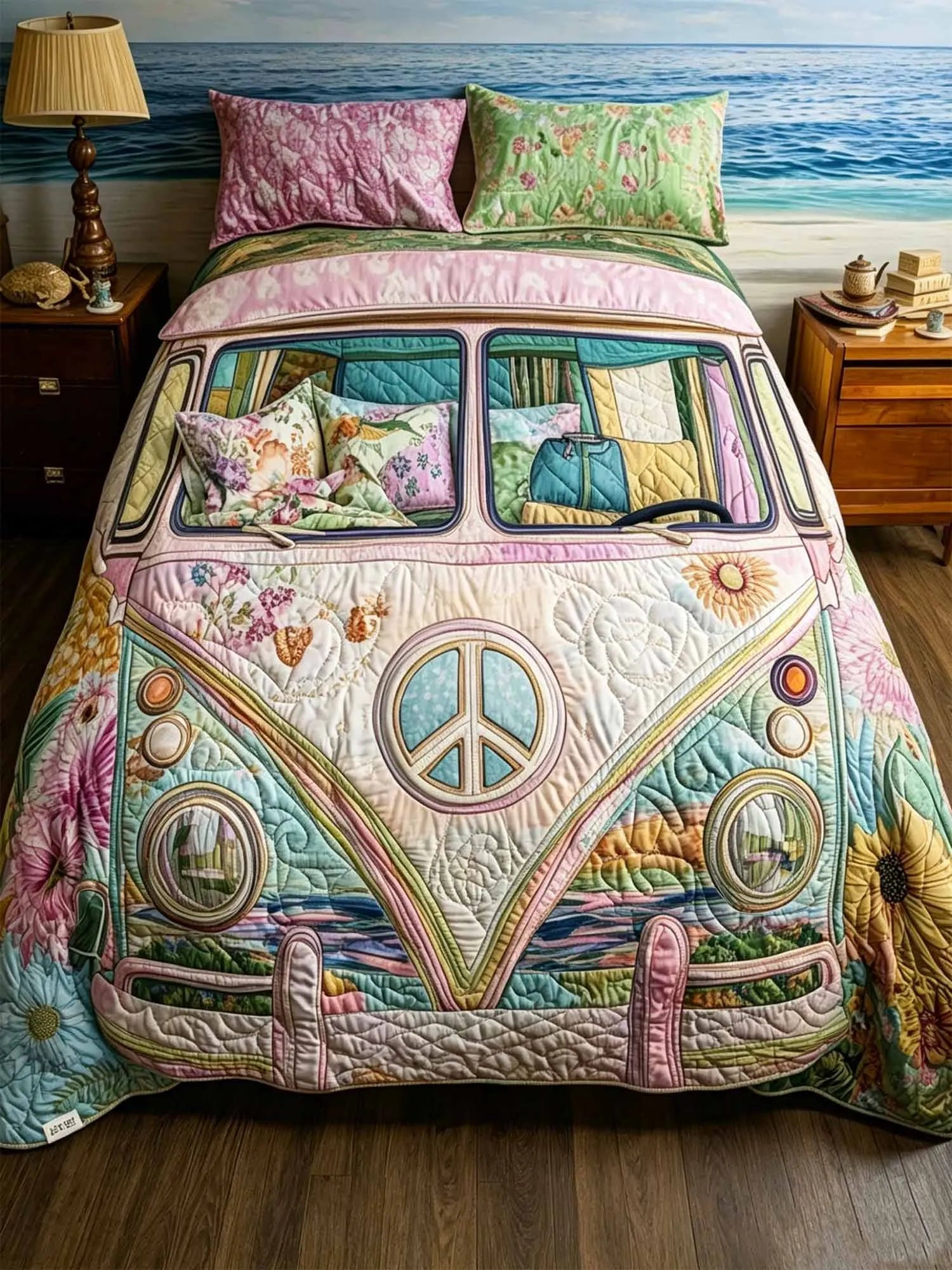Vintage Van Escape 3-Piece Quilted Bedding Set
