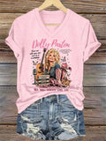 V-Neck Retro Find Out Who You Are And Do It On Purpose A Little Bit Country, A Little Bit Rock 'N' Roll, And A Whole Lot Of Heart. We Will Always Love You Print T-Shirt