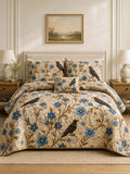 Raven Blue Wildflower Garden Quilted 3-Piece Bedding Set