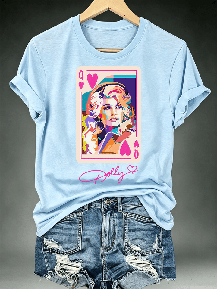 Women's Queen of Hearts Shirt Country Music Graphic Print T-Shirt