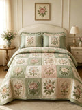 Vintage Rose Patchwork 3-Piece Quilted Bedding Set