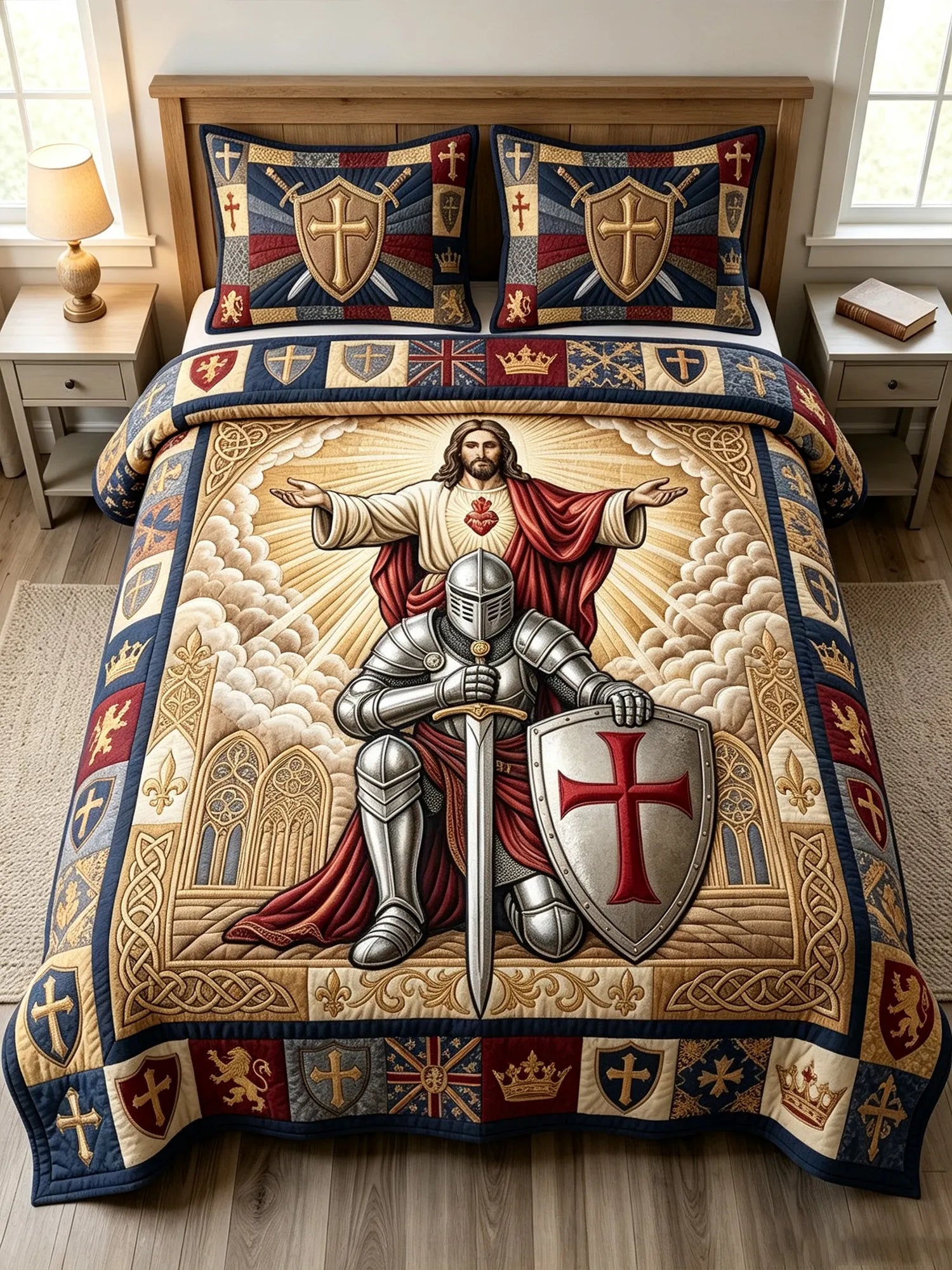 Christ Knight Three-Piece Quilted Bedding Set