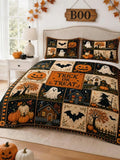 Halloween Trick Or Treat Patchwork Quilted 3‐Piece Bedding Set