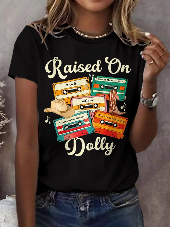 Retro Raised On Dolly Print T-Shirt