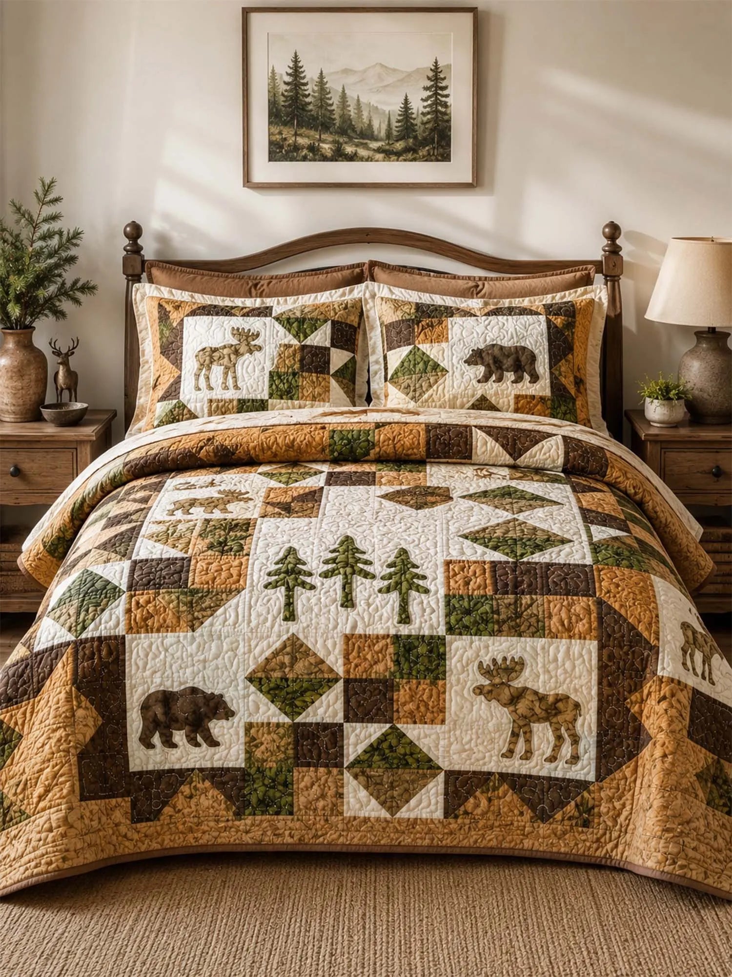 Woodland Wildlife Quilted 3-Piece Bedding Set