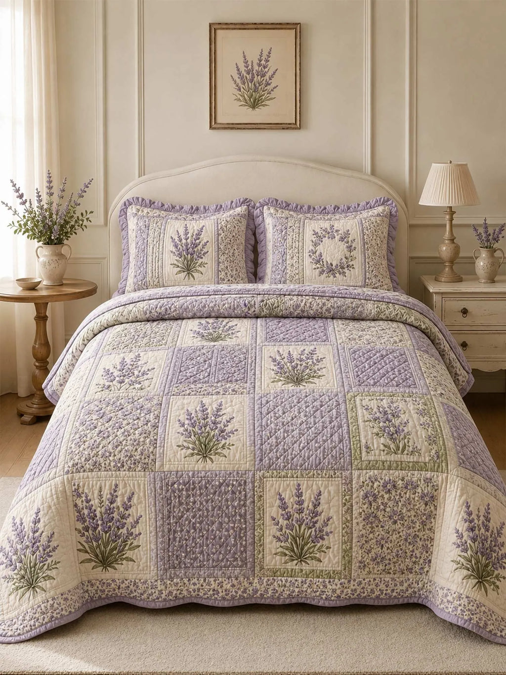 Lavender Fields Patchwork 3-Piece Quilted Bedding Set