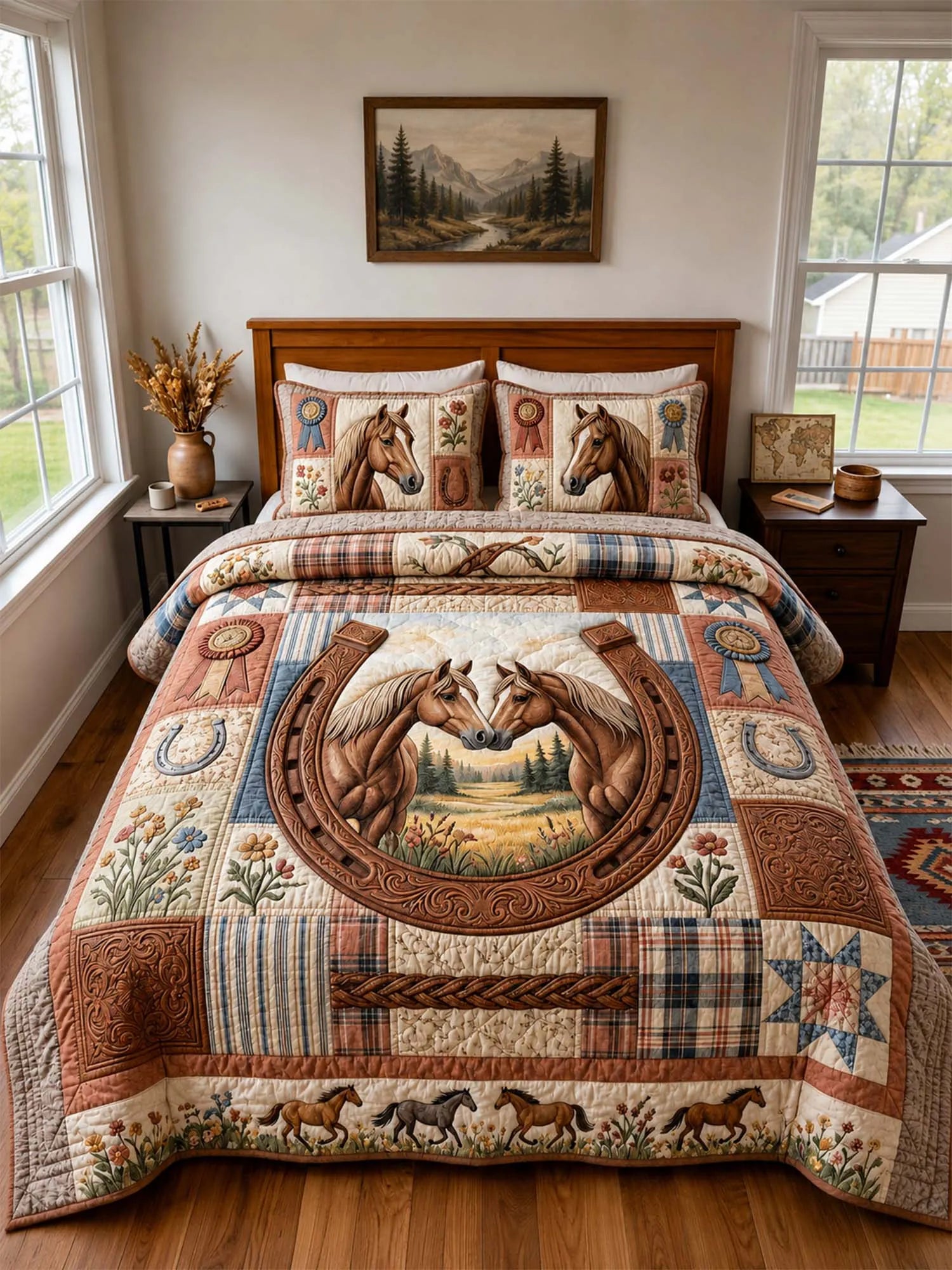 Western horse Breeze 3-Piece Quilted Bedding Set
