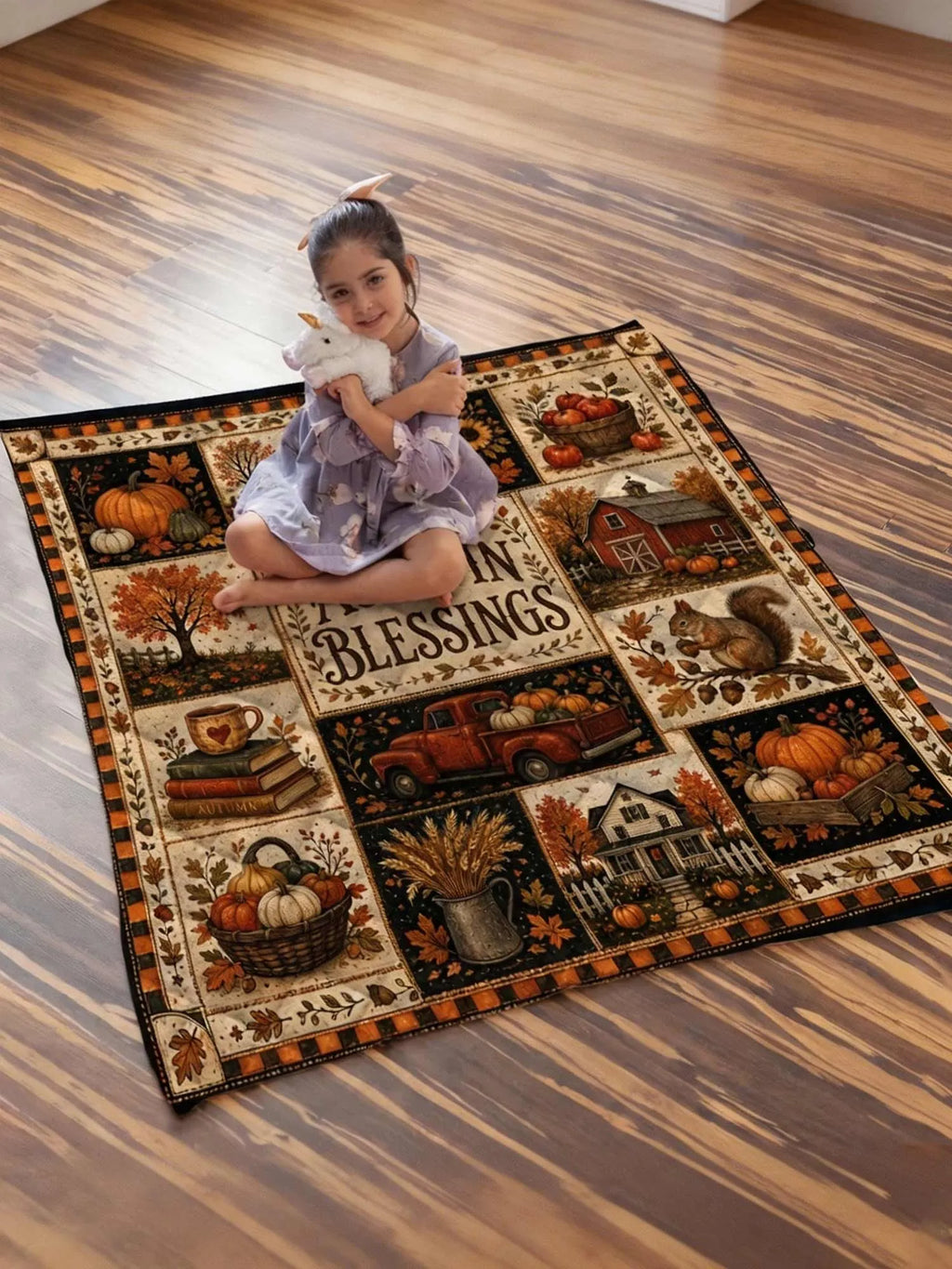 Autumn Blessings Harvest Patchwork Quilted 3‐Piece Bedding Set
