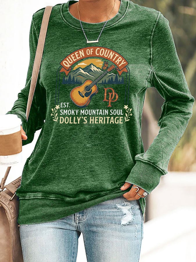 Retro Queen Of Country Est. Smoky Mountain Soul  Dolly's Heritage Print Sweatshirt