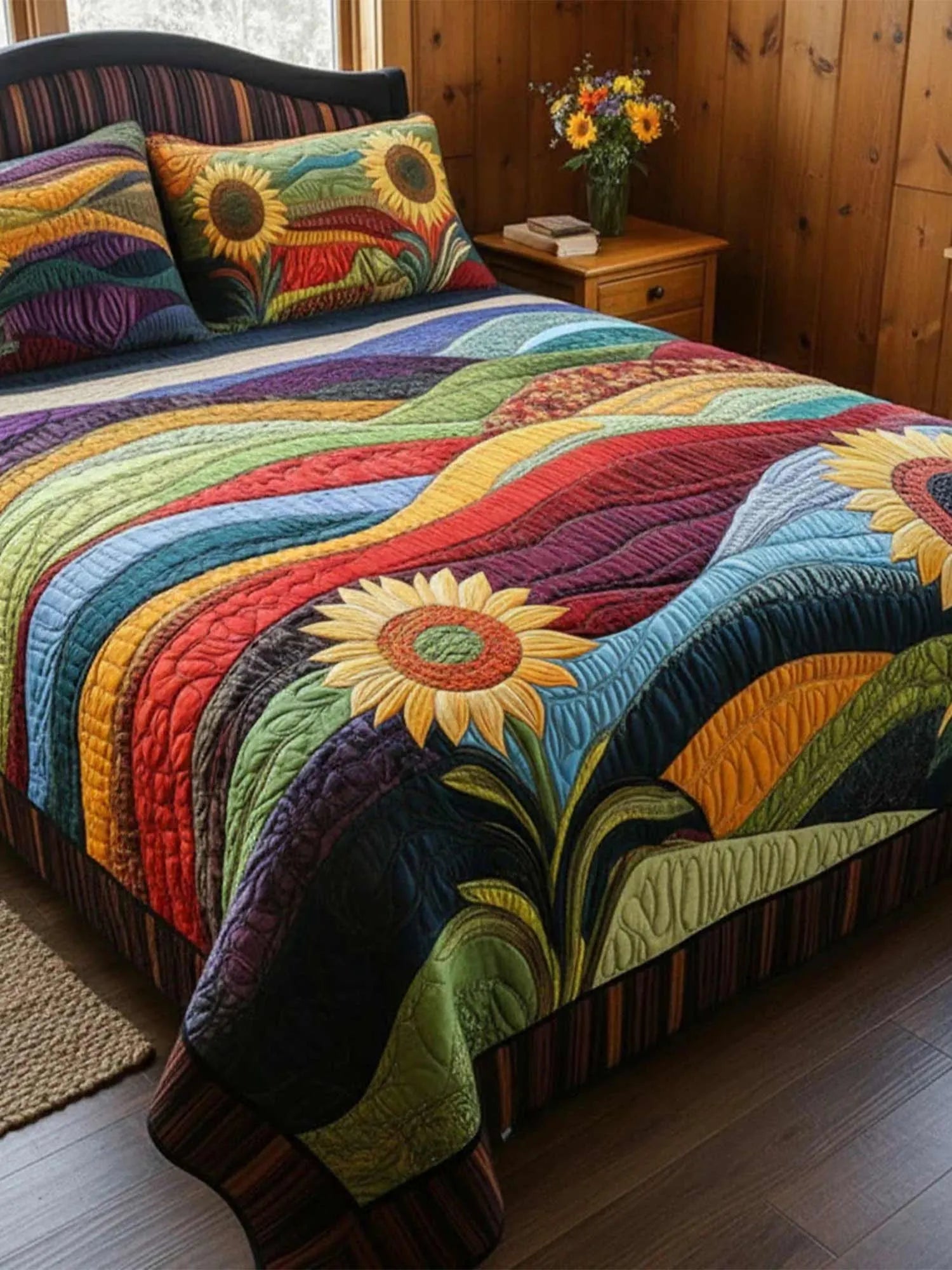 Country SunflowerDreams 3-Piece  Quilted Bedding Set
