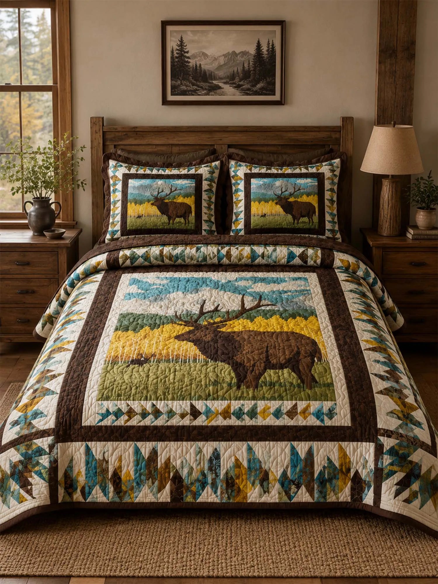 Elk Wilderness Quilted 3-Piece Bedding Set