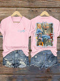 V-Neck Retro Dolly Queen Of Country Print T-Shirt