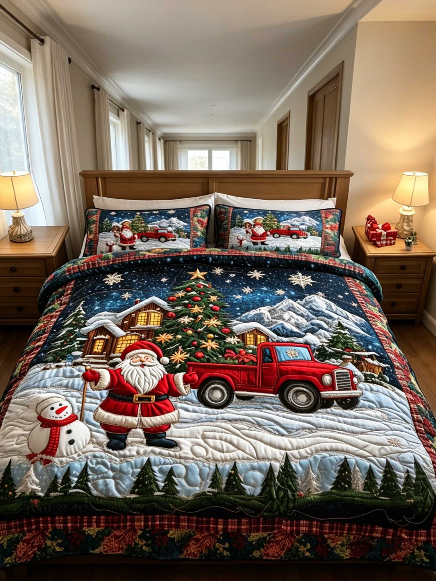 Santa Journey 3-Piece Quilted Bedding Set