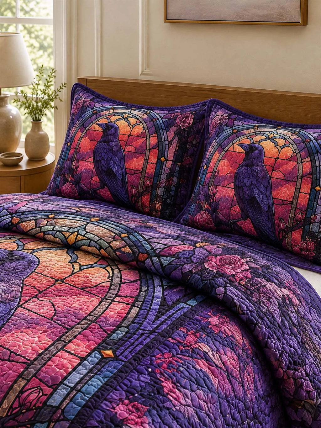 Raven Roseglass Garden Quilted 3-Piece Bedding Set