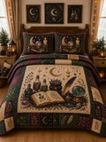 Moon Spell Book Potion 3‐Piece Quilted Bedding Set