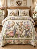 Garden Bunny Gathering 3-Piece Quilted Bedding Set