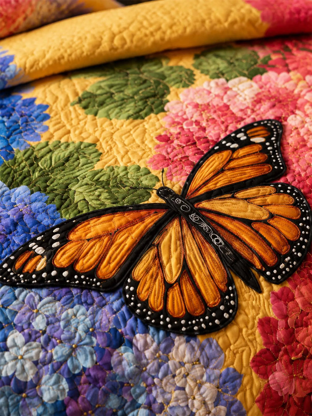 Hydrangea Butterfly Garden Quilted 3-Piece Bedding Set
