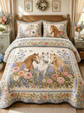 Garden Horse Gathering 3-Piece Quilted Bedding Set