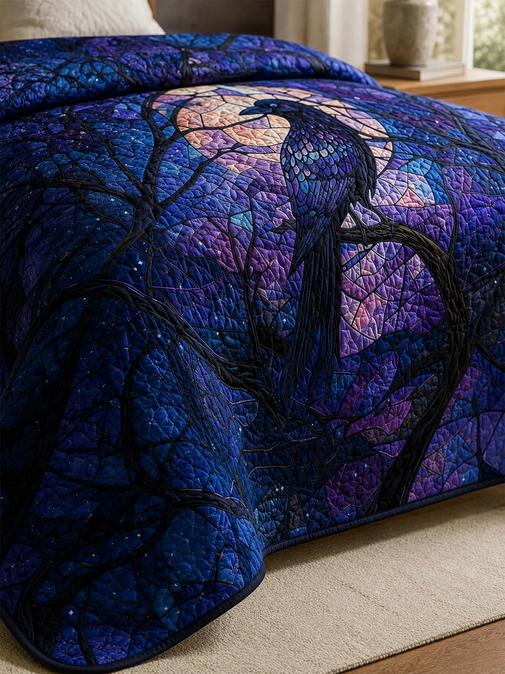 Raven Moonlit Forest Quilted 3-Piece Bedding Set