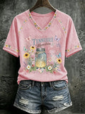 V Neck Retro Raised On Tennessee Moonshine & Dolly Print T-Shirt