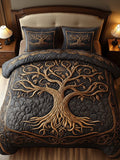Tree of Life 3- Piece Quilted Bedding Set
