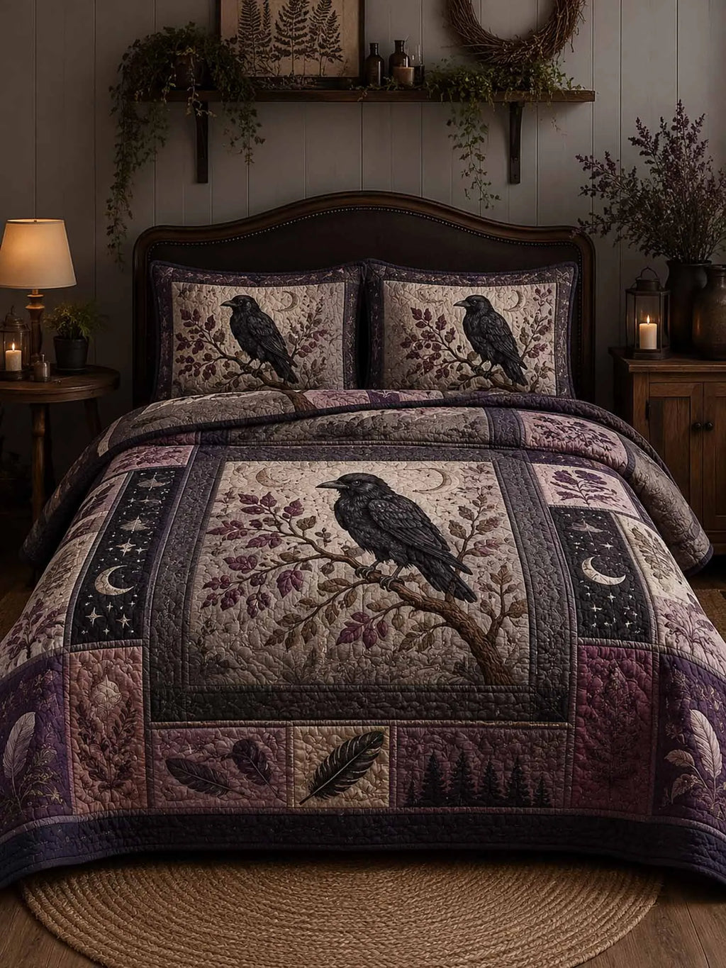 Raven Crescent 3‐Piece Quilted Bedding Set