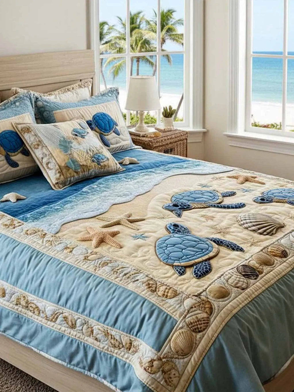 Ocean Waves 3-Piece Quilted Bedding Set