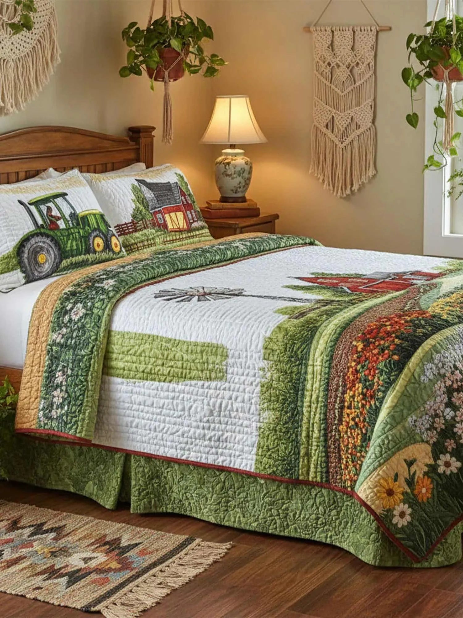Barnyard Blossom 3-Piece Quilted Bedding Set