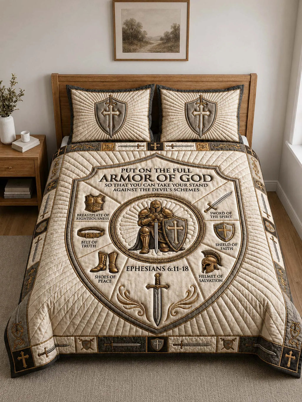 Armor Of God 3-Piece Quilted Bedding Set