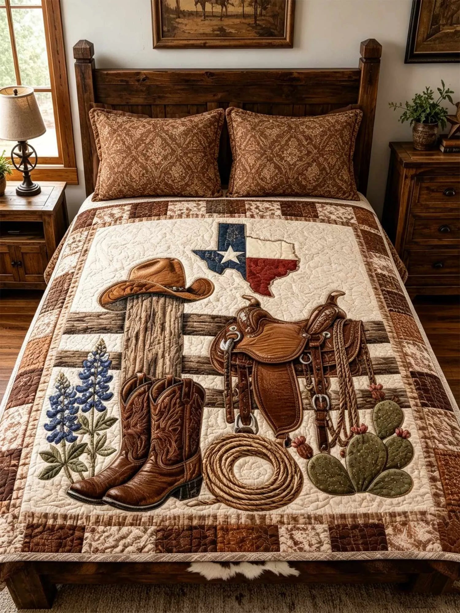 Texas Ranch Roots 3-Piece Quilted Bedding Set