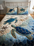 Turtle Haven 3-Piece Quilted Bedding Set