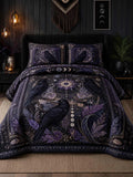 Celestial Raven Circle 3‐Piece Quilted Bedding Set