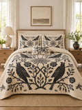 Raven Botanical Web Quilted 3-Piece Bedding Set