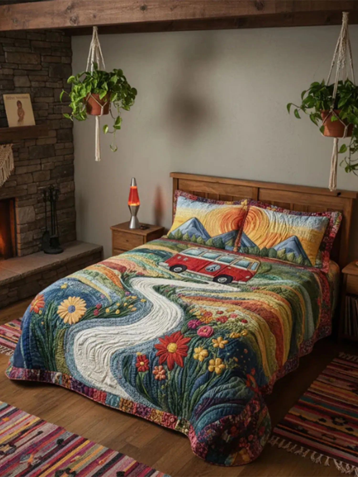 Vintage Wanderlust 3-Piece Quilted Bedding Set