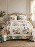 Vintage Floral Garden Quilted 3-Piece Bedding Set