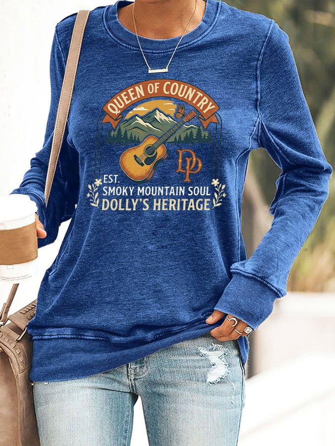 Retro Queen Of Country Est. Smoky Mountain Soul  Dolly's Heritage Print Sweatshirt