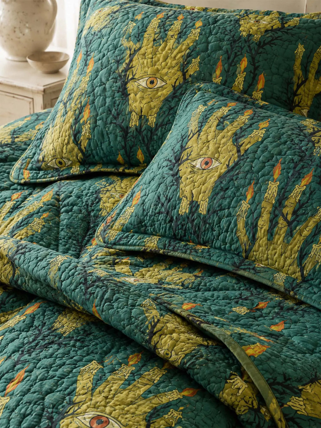 Mystic Eye Forest Quilted 3-Piece Bedding Set