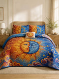 Sun Moon Celestial Dream Quilted 3-Piece Bedding Set